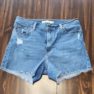 Signature by Levi Strauss Distressed Light Blue Denim Shorts